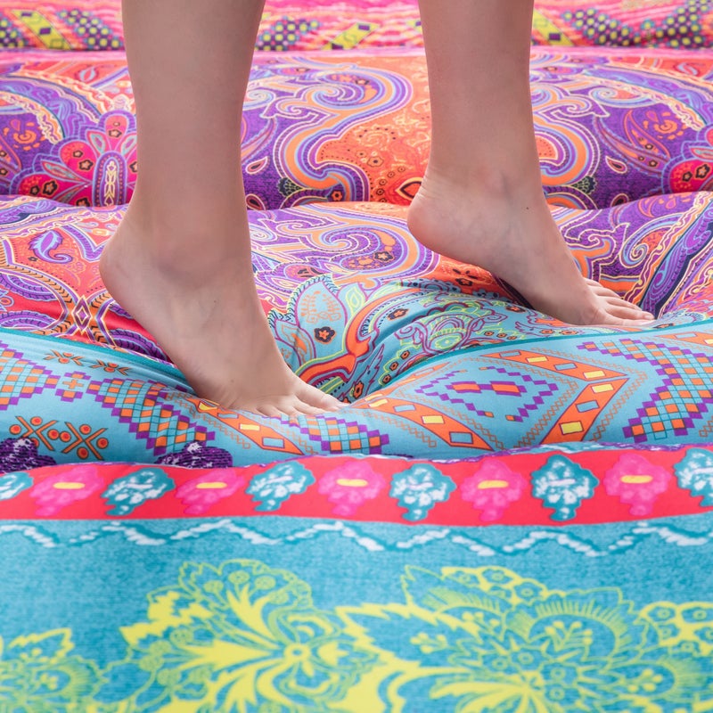 MAXYOYO Bohemian Retro Mattress Boho Floral Style Japanese Futon Mattress Tatami Floor Mat Foldable Lounger Portable Camping Sleeping Pad Couch Bed Twin Size - Image 4